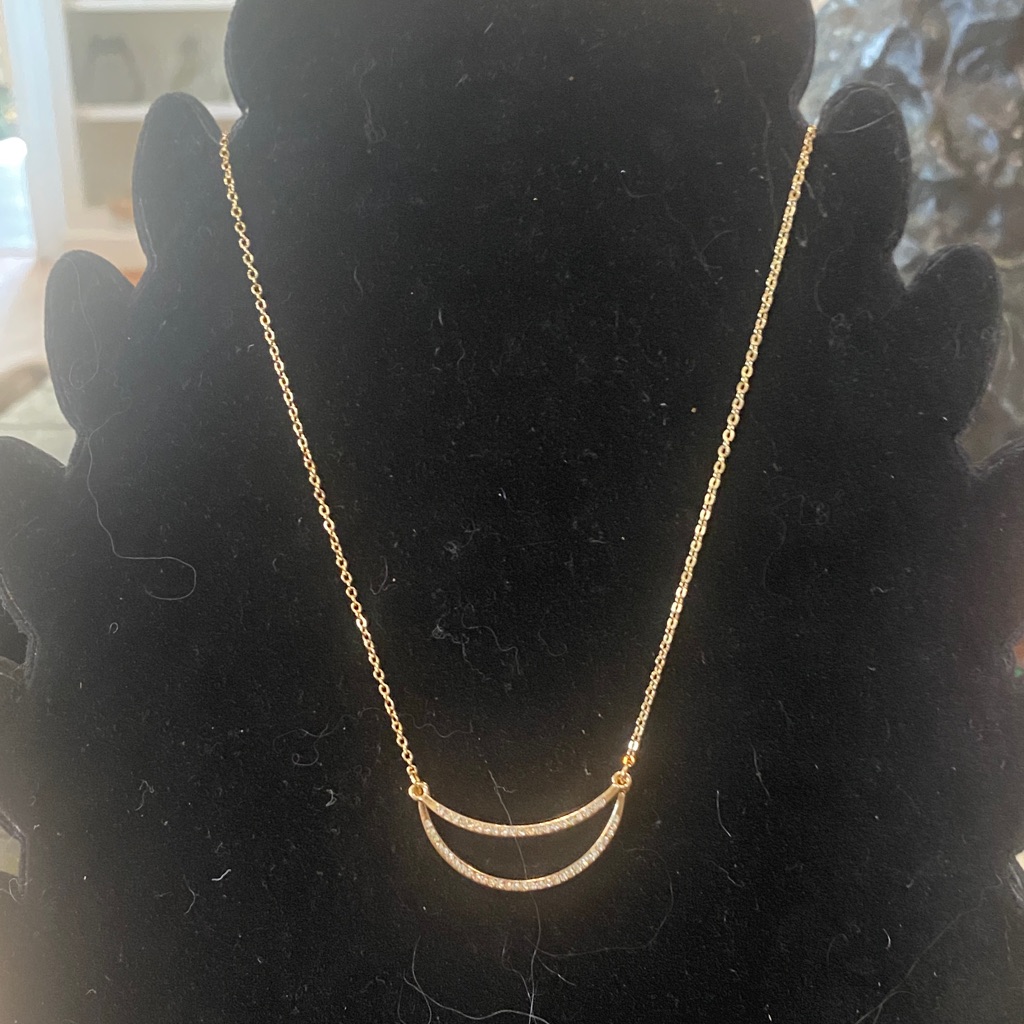 Mudd Gold Necklace With Double Crescent Pendant